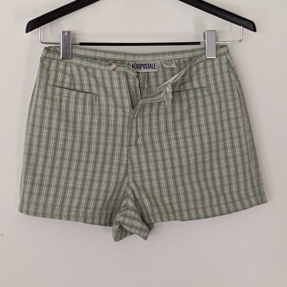 Green plaid Aeropostale shorts, all cotton, size 6